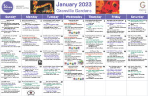 January 2023 Calendar - Granville Gardens Retirement Residence