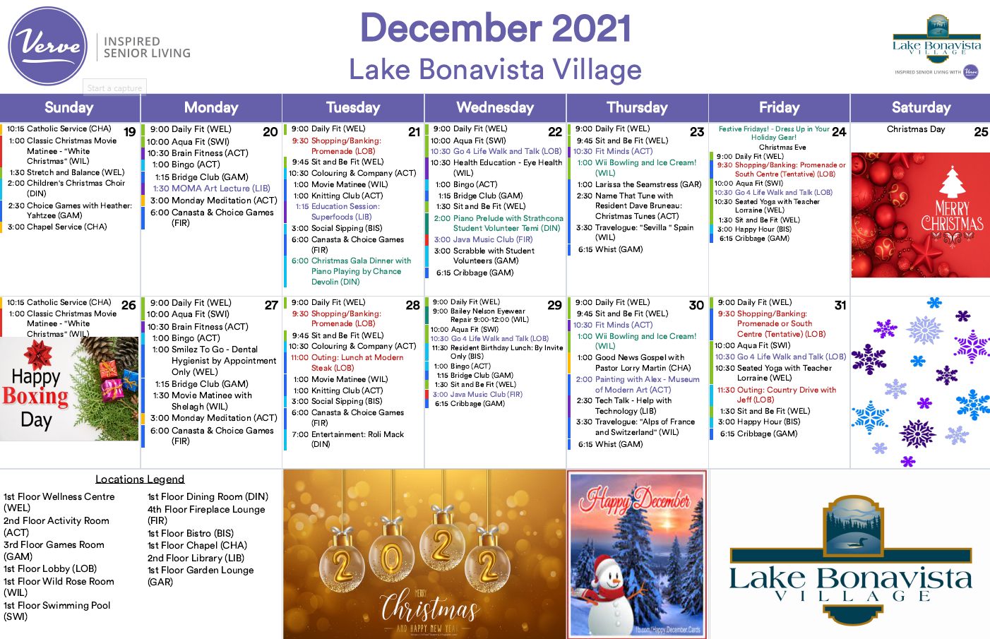 Lake bonavista december 2021 calendar page 2