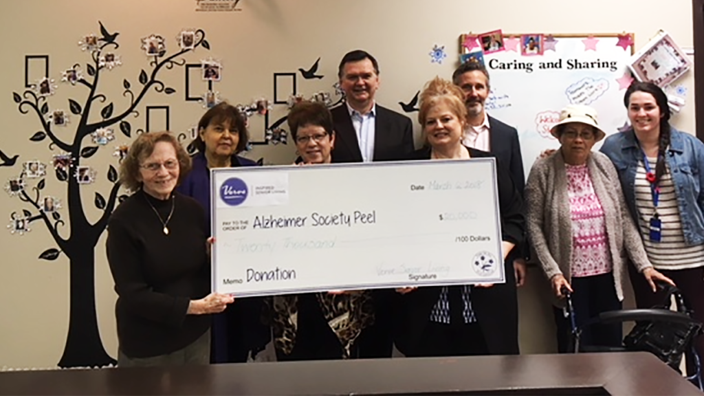 Verve Senior Living Donates $20,000 to Alzheimer Society Peel