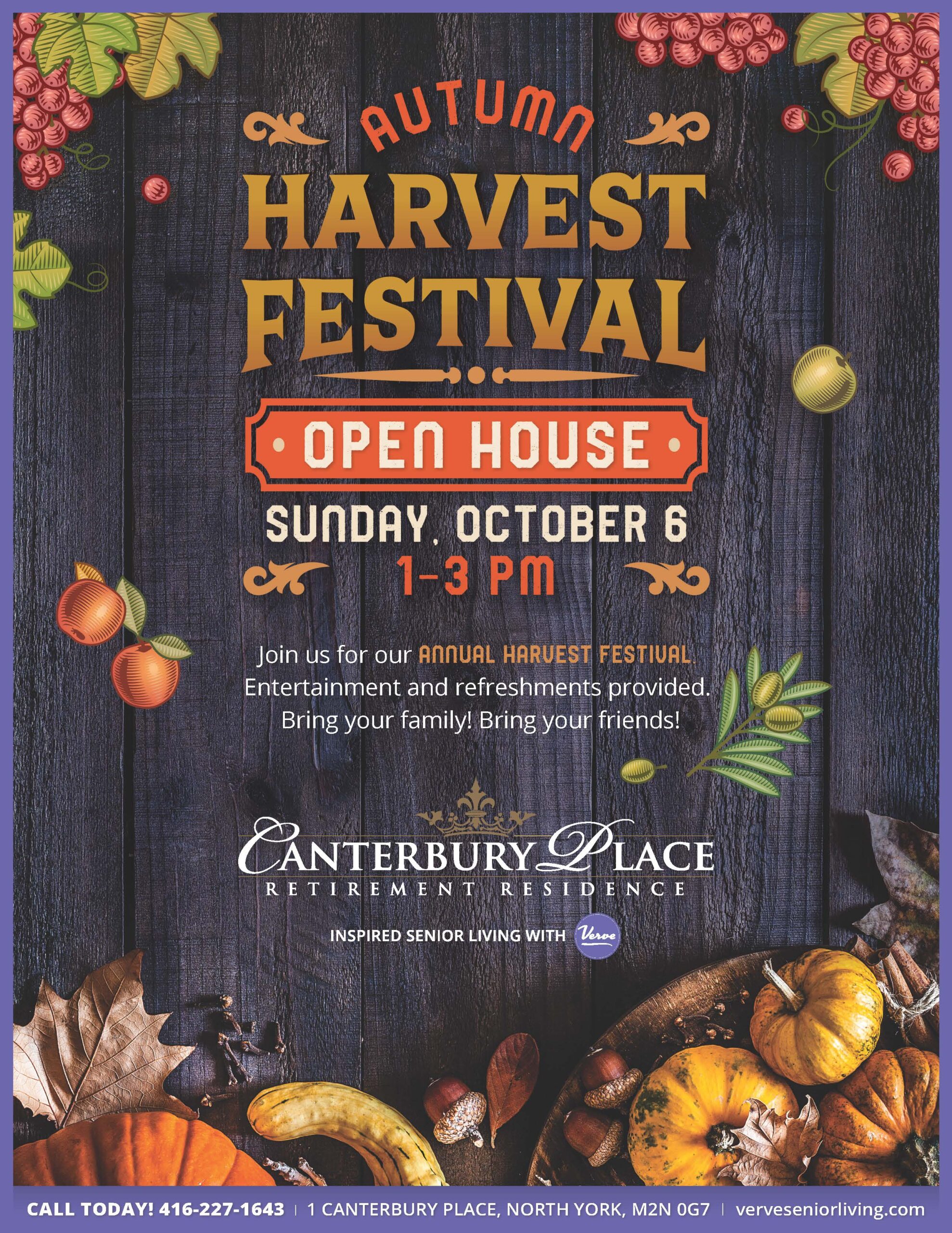 Canterbury Place Autumn Harvest Festival Open House, Oct 6th, 1-3pm
