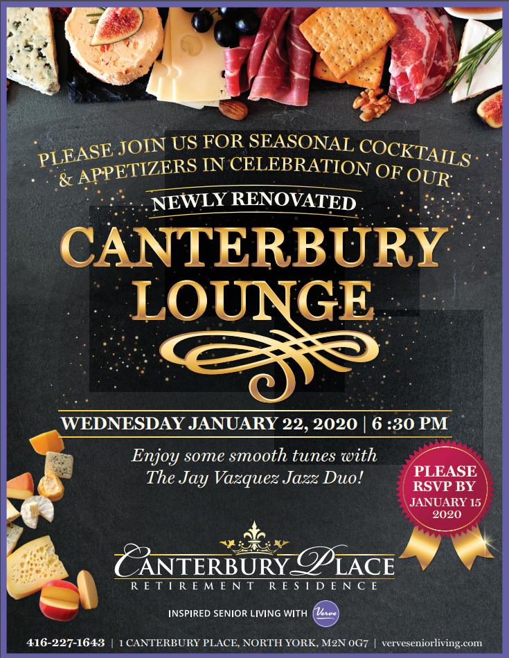 Canterbury Place Jazz Event, January 22, 2020 at 6:30pm