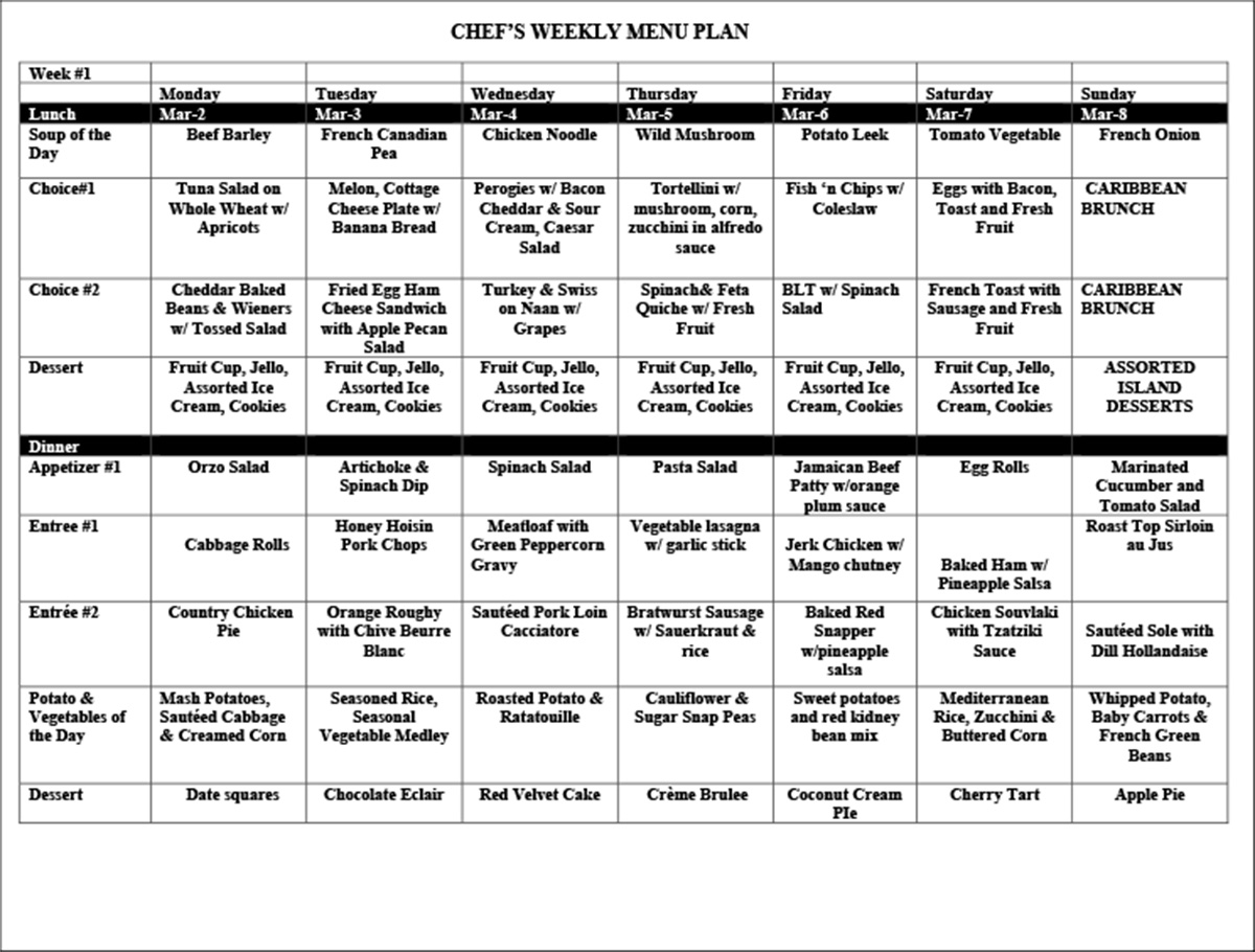 Weekly Menu