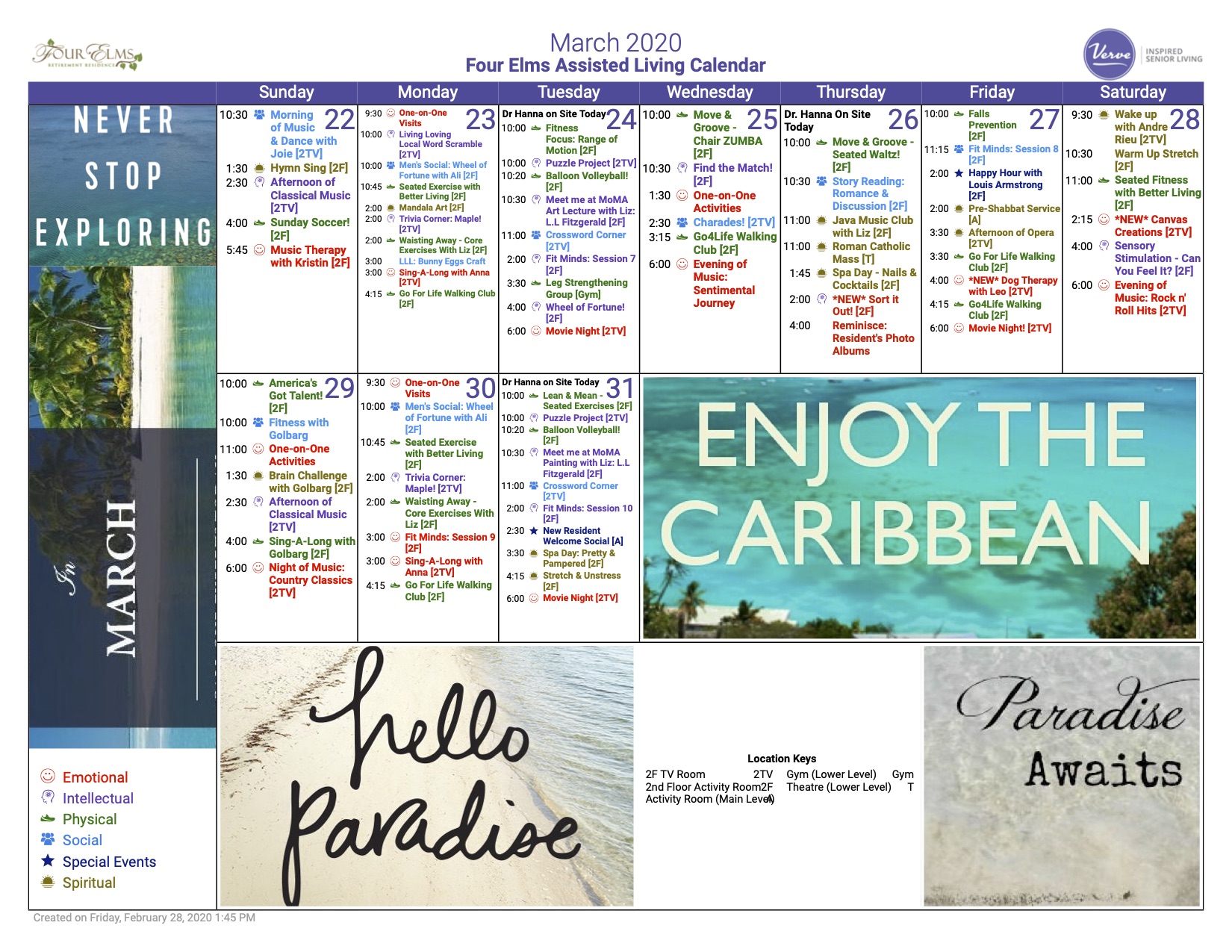 Assisted Living Calendar