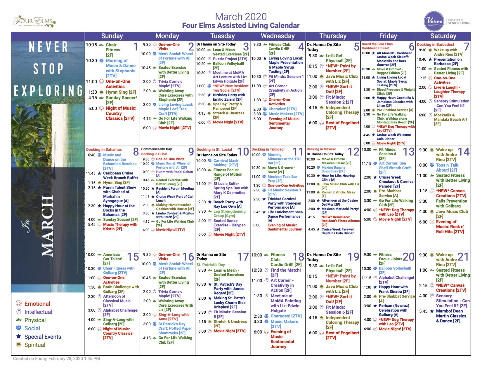 Assisted Living Calendar