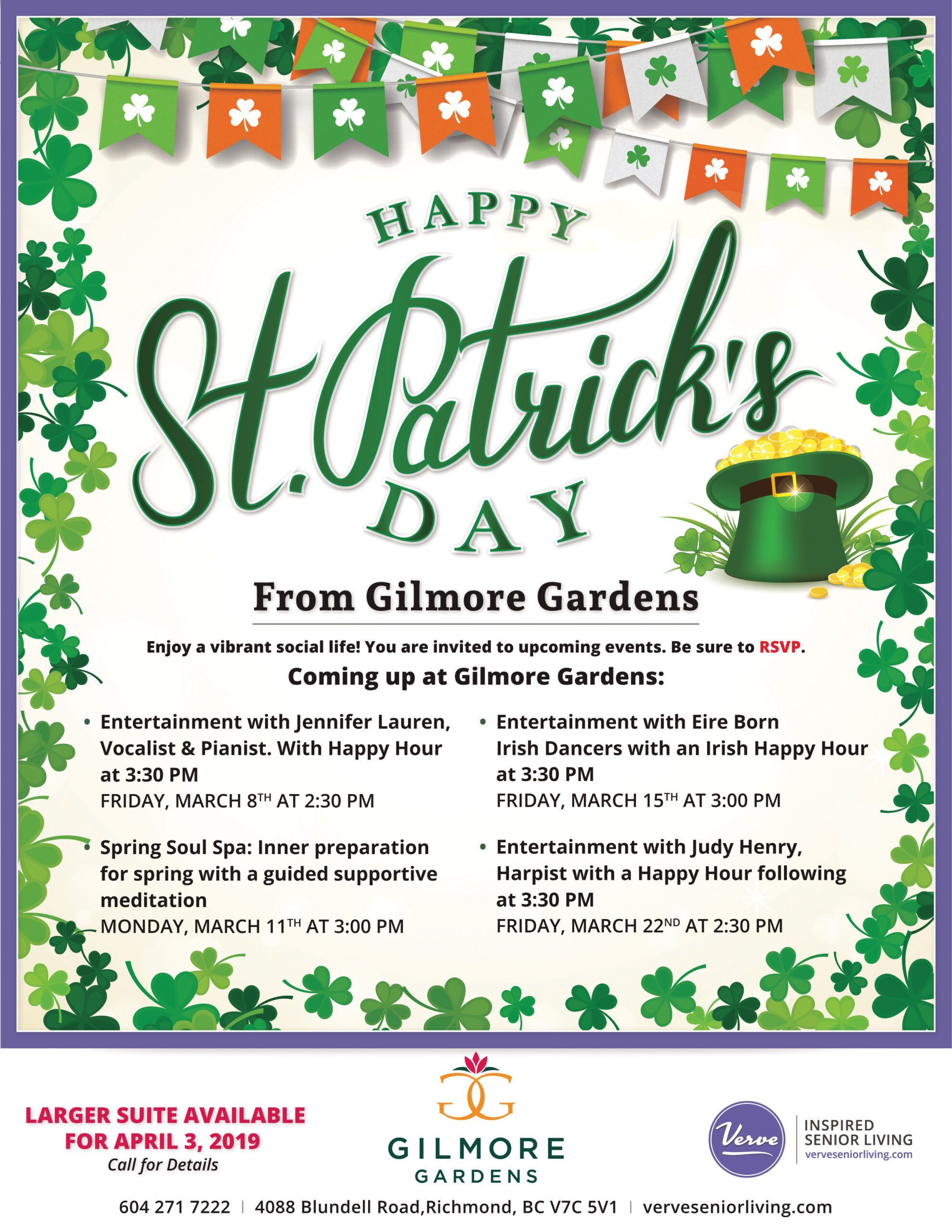 Gilmore Gardens Retirement Community St. Patrick's Day Events
