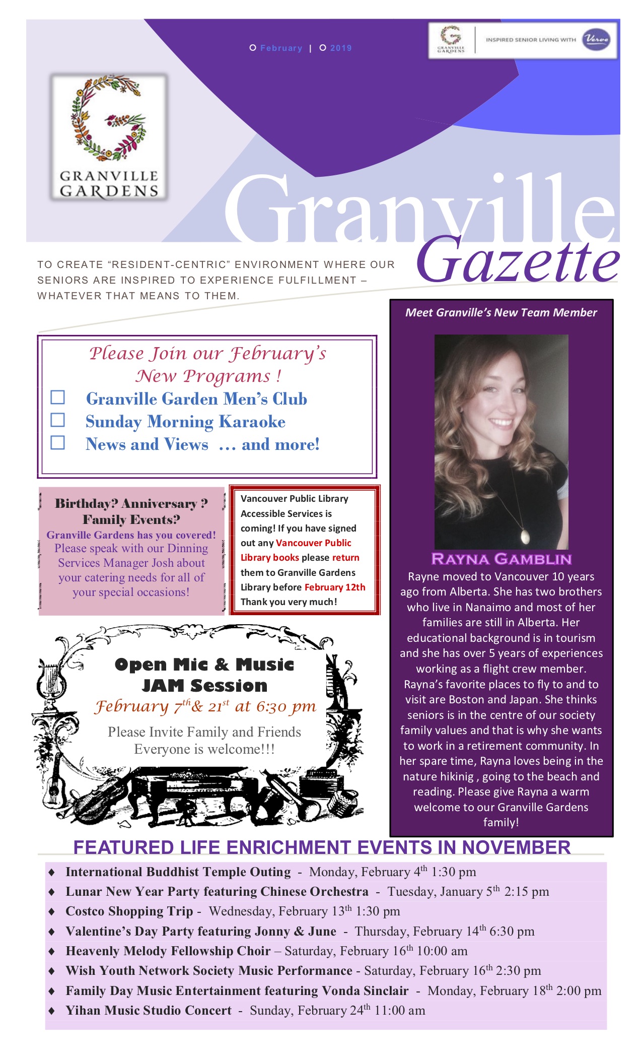 Granville Gardens Feb 2019 Newsletter