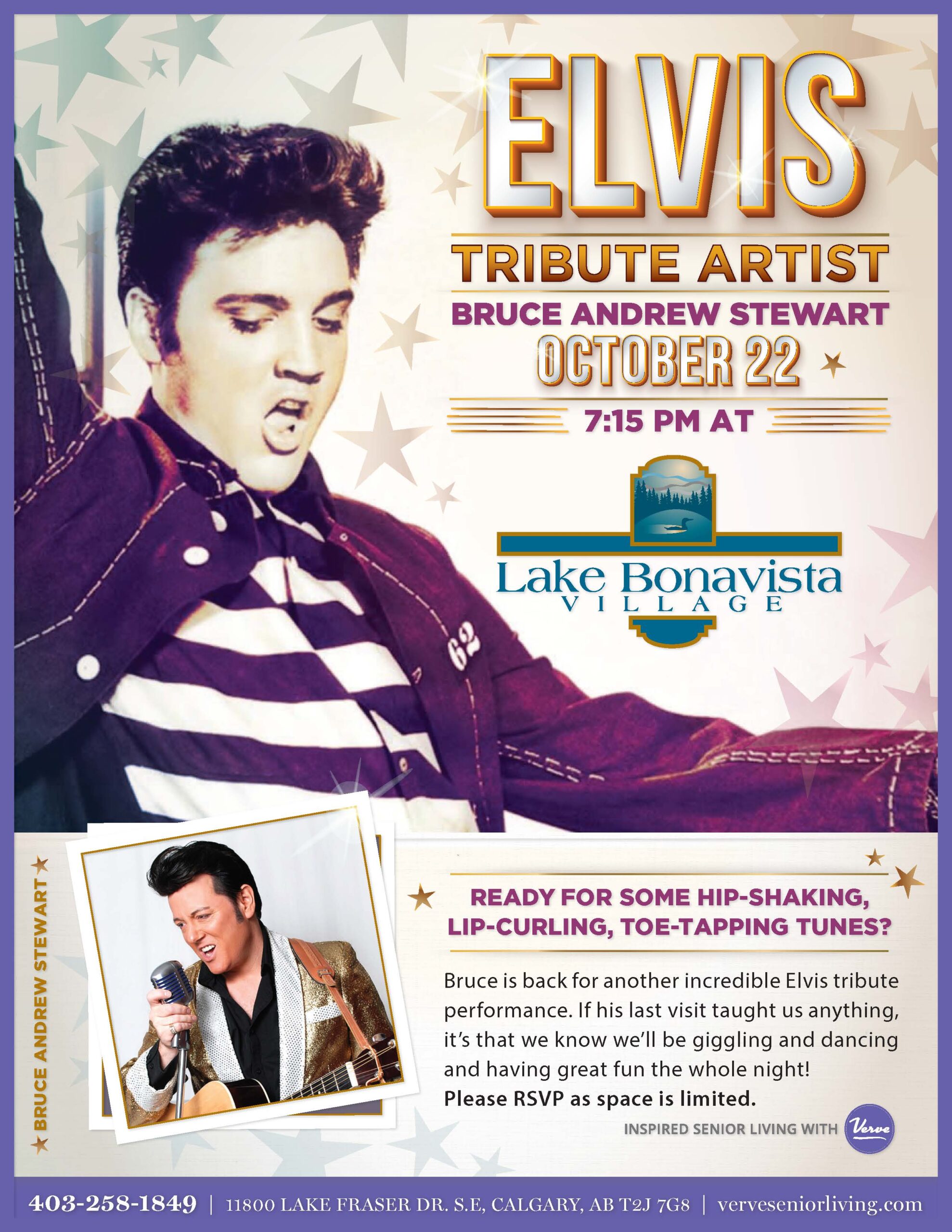 Elvis Tribute Concert at Lake Bonavista Village, October 22 at 7:15pm