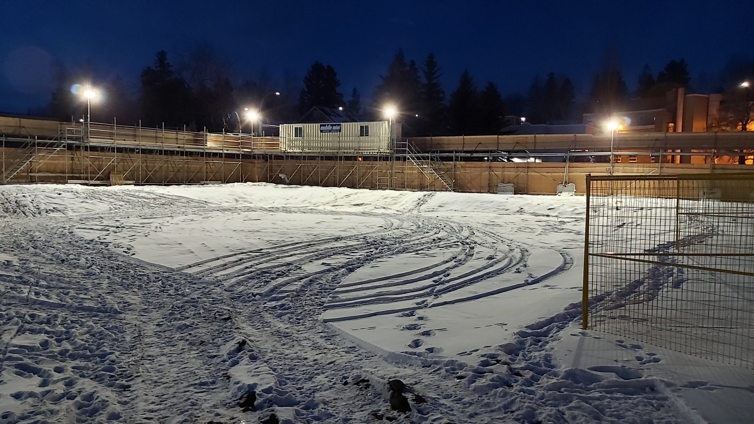 Snowy outside at night