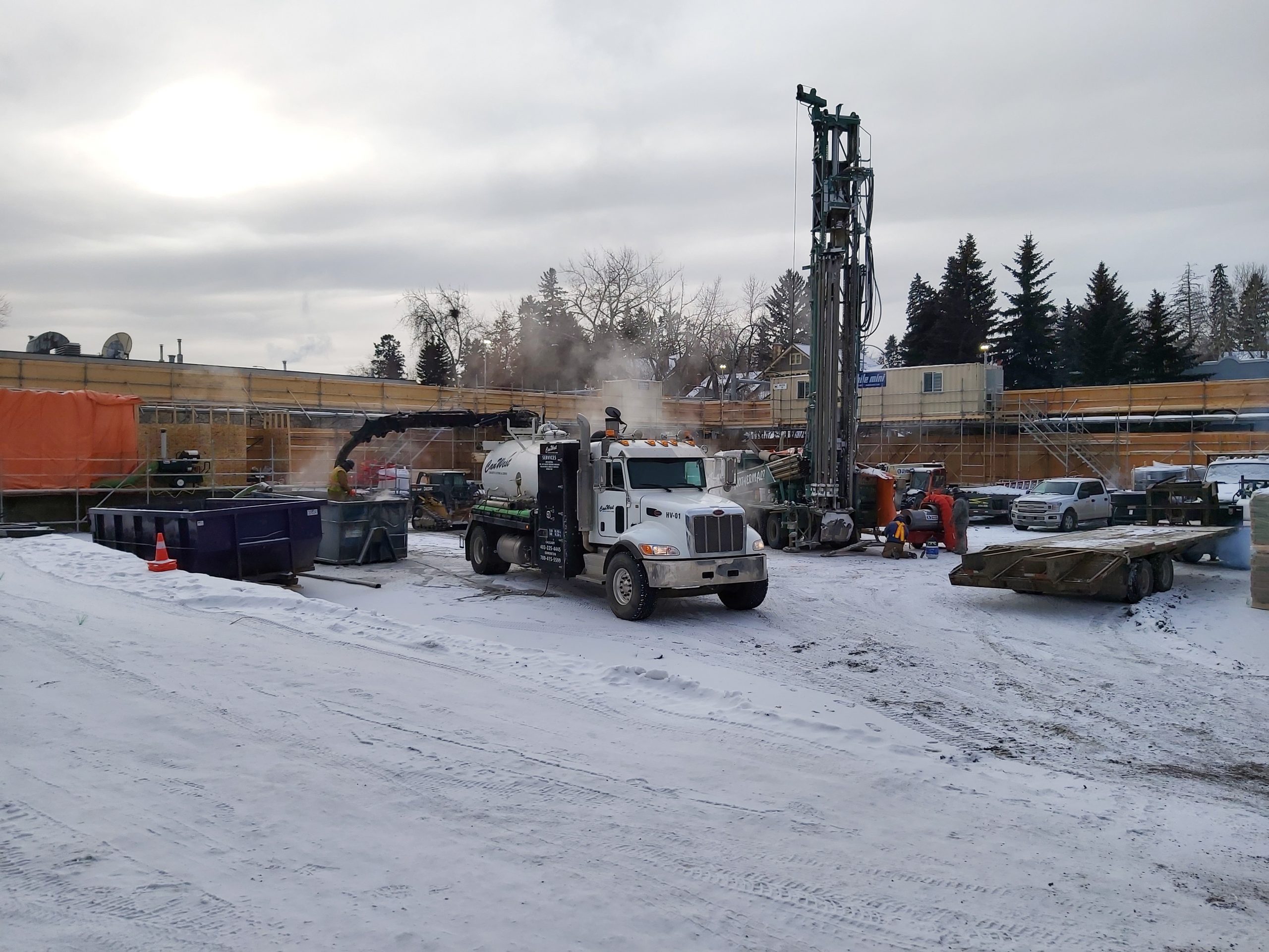 construction truck in the snow