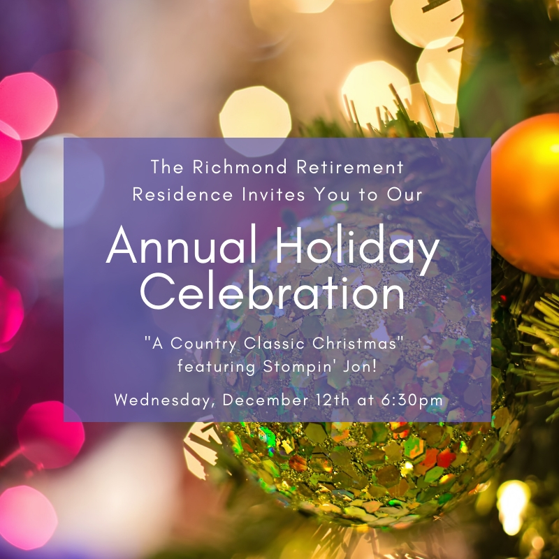 The Richmond Annual Holiday Celebration on December 12 at 6:30pm