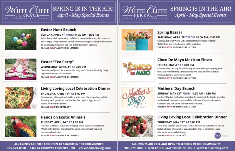 View White Cliffe Terrace: Spring Events 2018