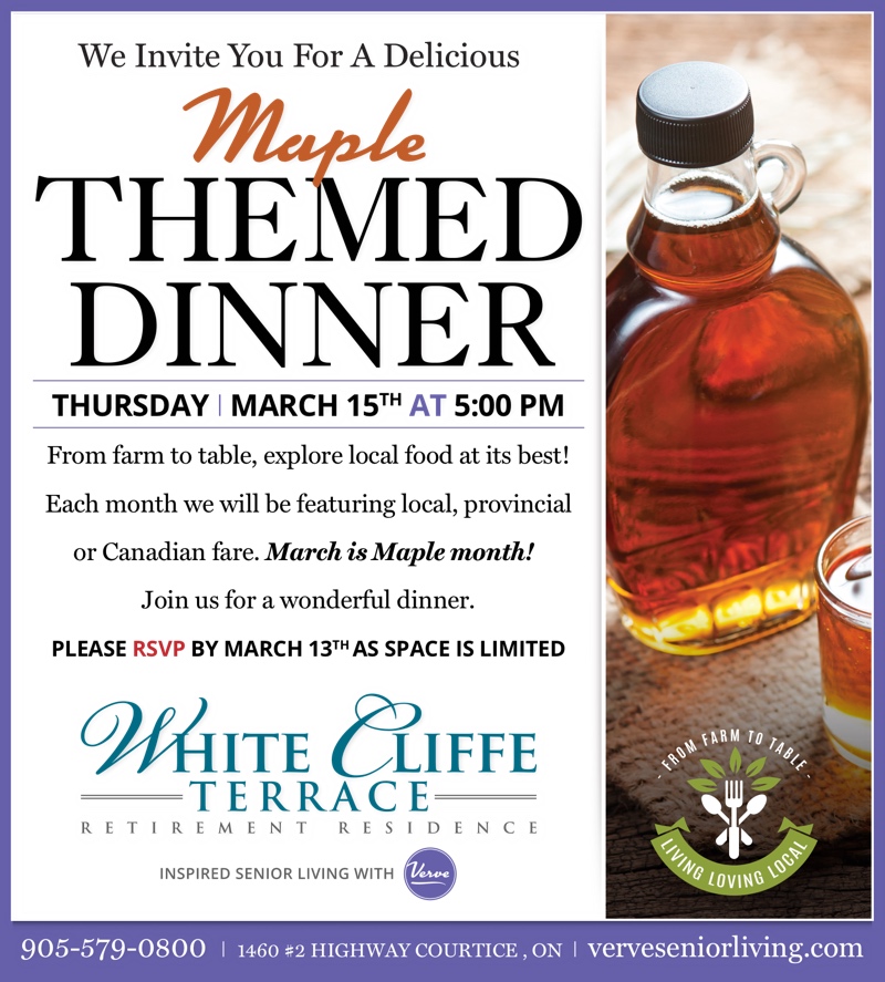 White Cliffe Terrace: Maple Themed Dinner March 2018