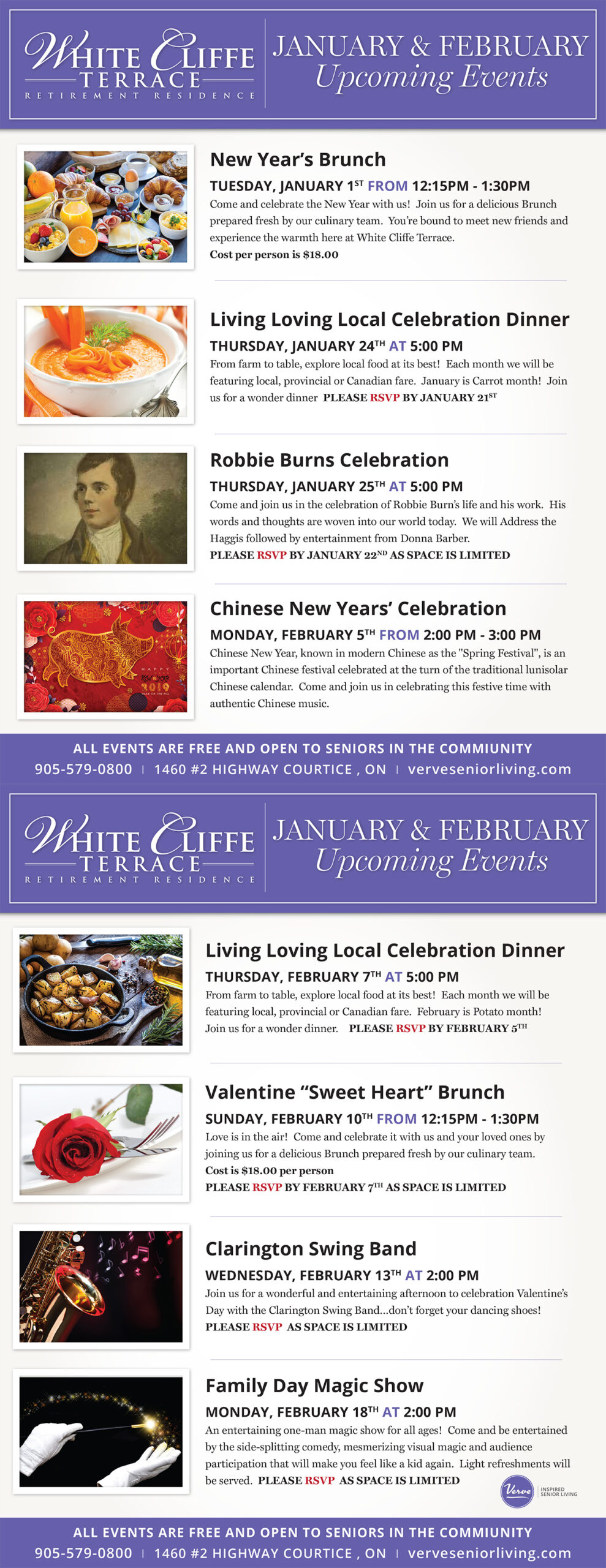 White Cliffe January Events 2019